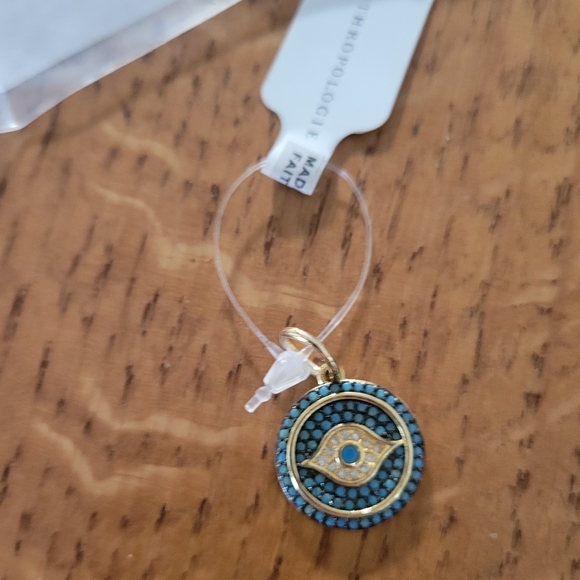 Anthropologie Blue Disc Spirit Eye Pendant - dark turquoise - Picture 5 of 11